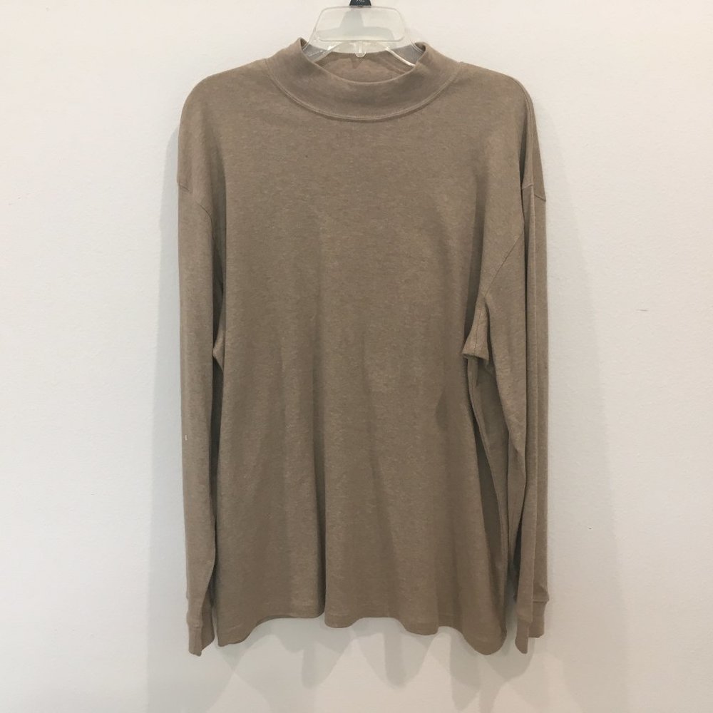 Cambridge Classics Men's Long Pullover Sleeve Shirt Beige Khaki, Size L